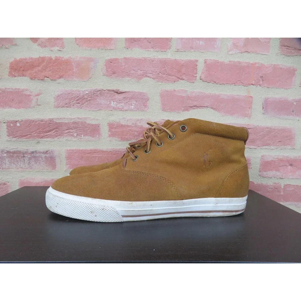 Polo Ralph Lauren Zale Shoes Mens Size 10.5 Brown Suede Mid Top Casual Comfort